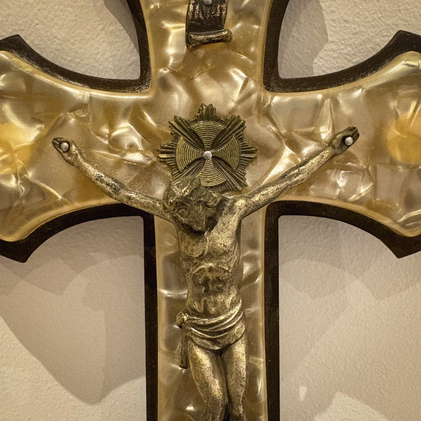 Mother-of-Pearl Brass Crucifix