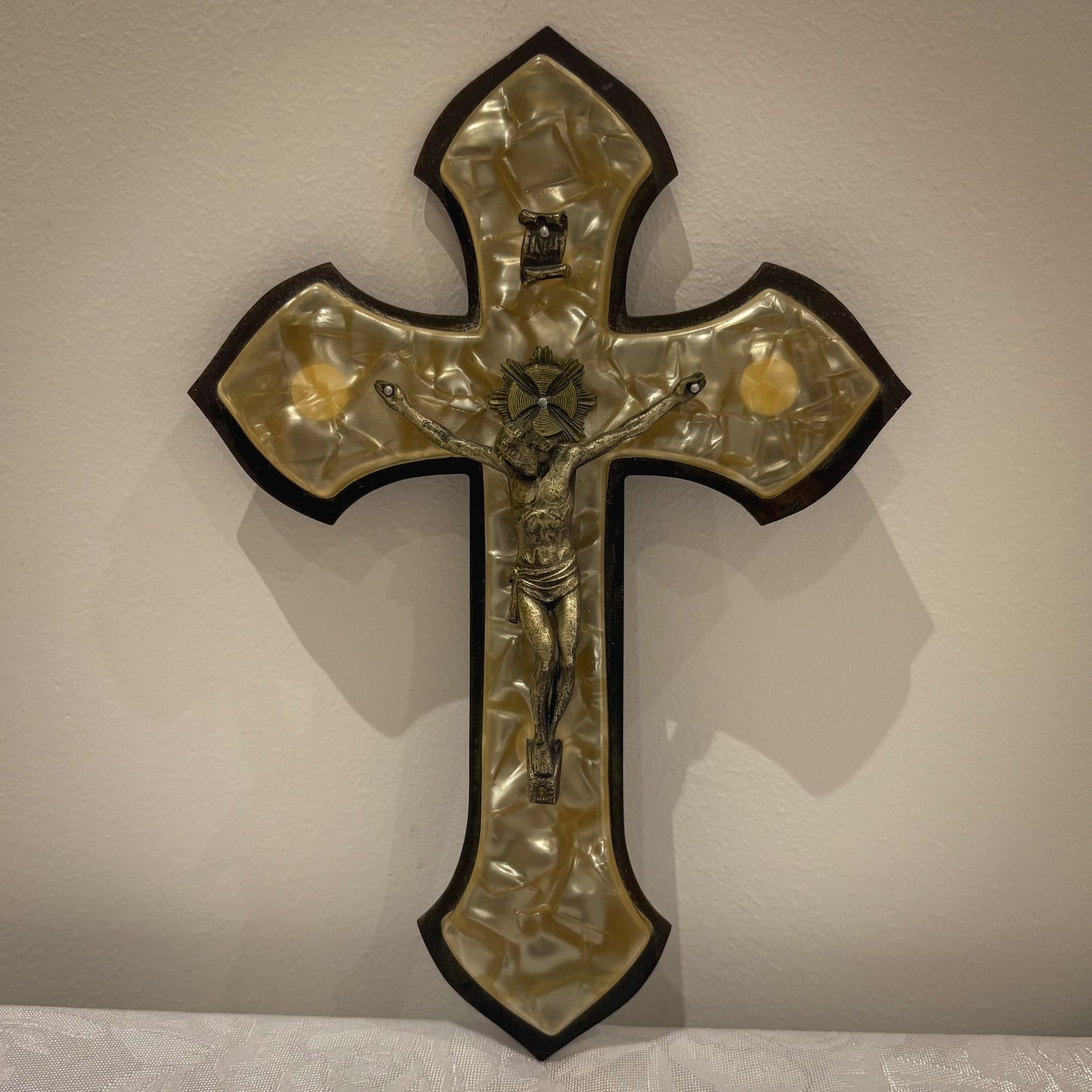 Mother-of-Pearl Brass Crucifix